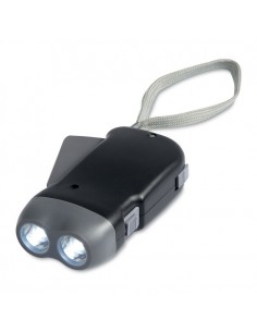 2 LED ABS dynamo torch. 3 AG10 batteries included