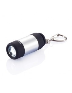 LED flashlight with keyring, charged by USB