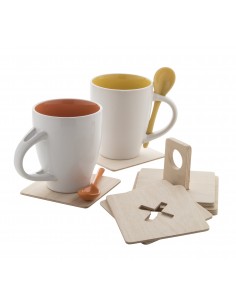 A set of wooden cup pads