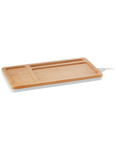Wireless charger storage box with bamboo top